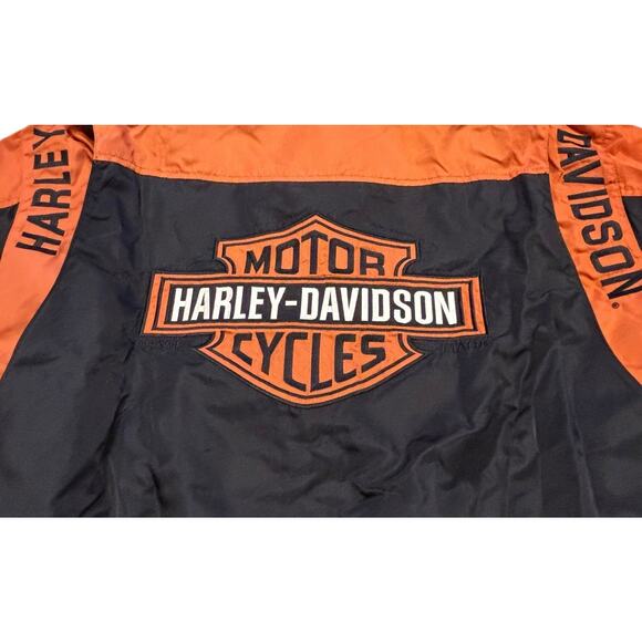 Harley Davidson Moto Racing Bomber Jacket Men’s Size 2XL Orange & Black - Picture 3 of 7